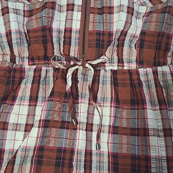 Torrid Red Plaid Seersucker Shirt Dress - Size 0 (L 12) - Picture 6 of 10